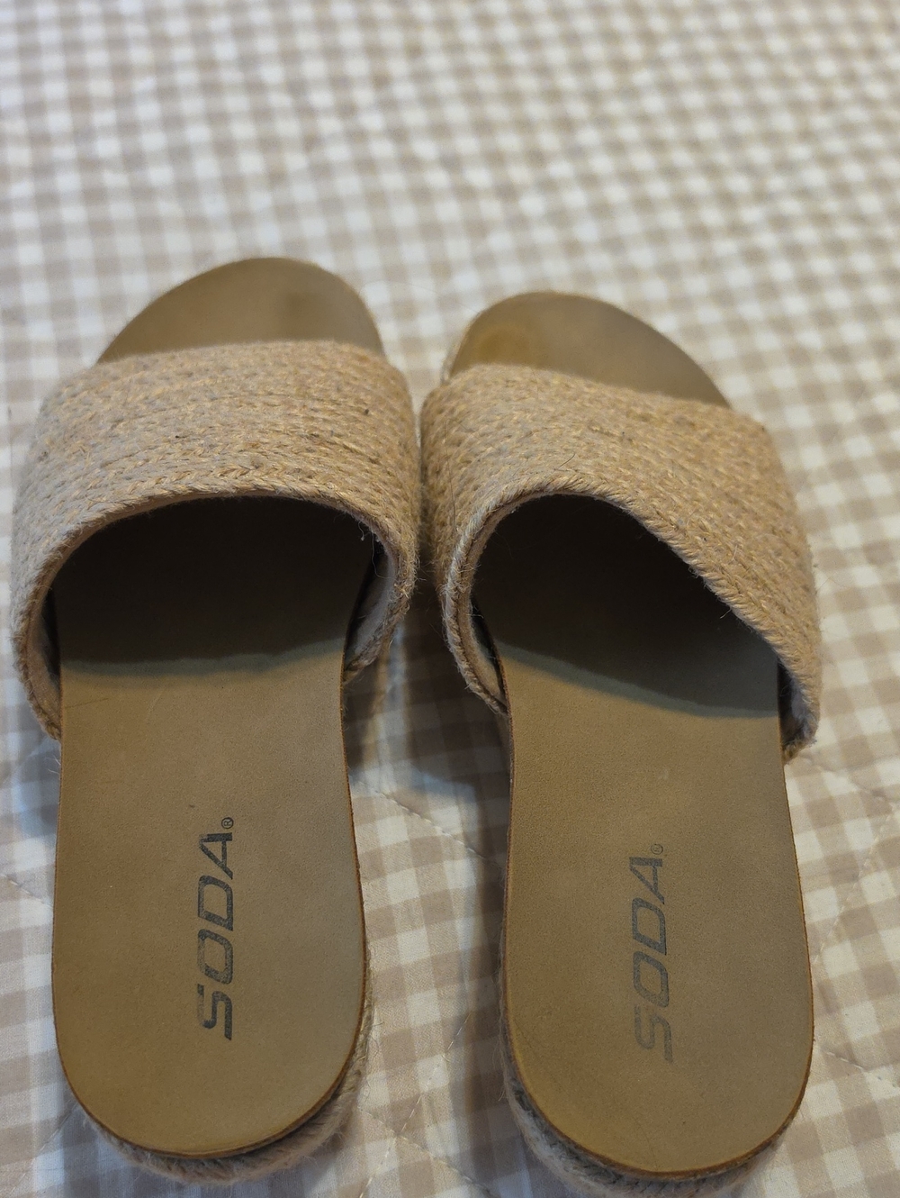 Soda Natural Woven Slide Sandals